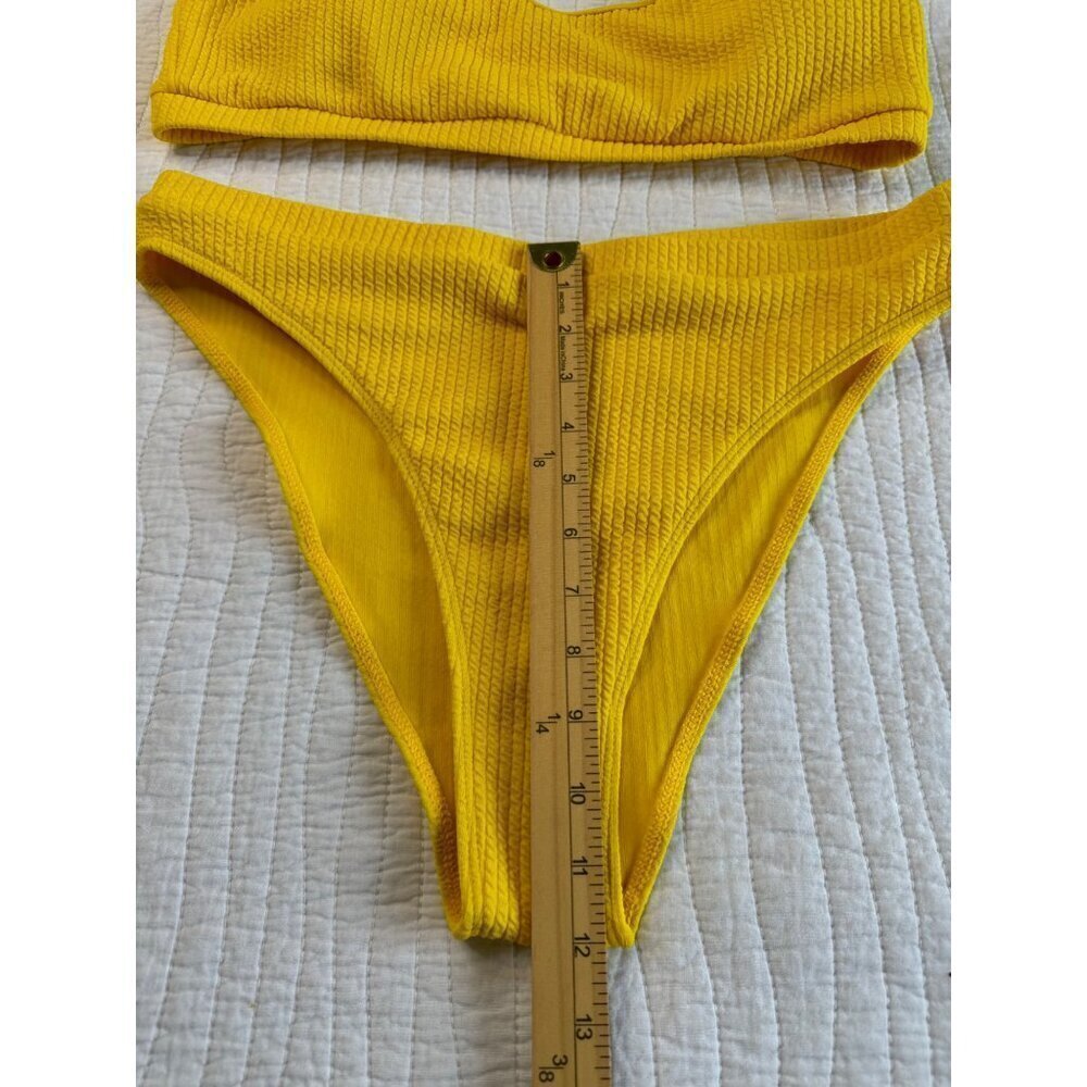 KIZPEIWR Two Piece Bikini Swim Suit SZ XXL High Cut Yellow NEW - Picture 10 of 12